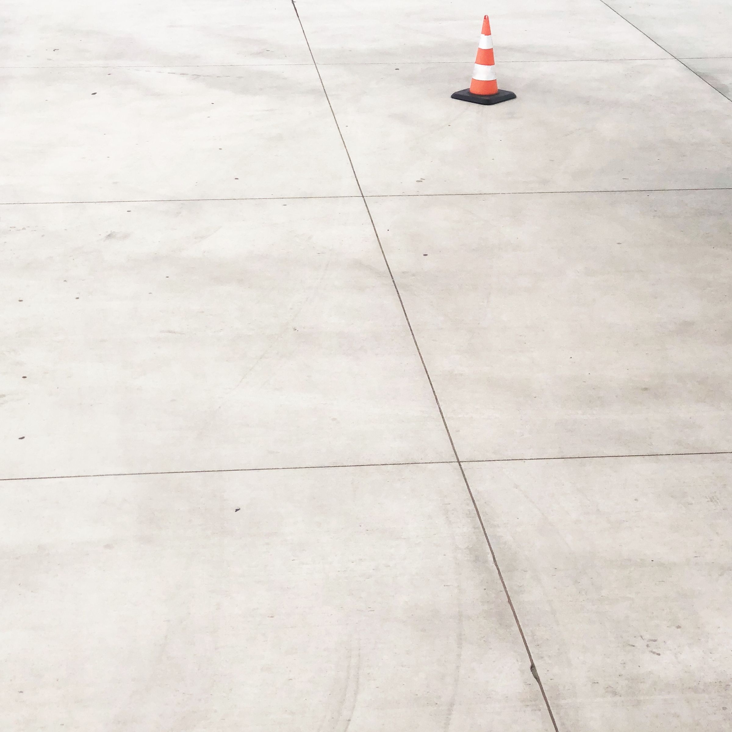 Safety cone marking a work area
